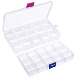Fodlon Kleine Sortierbox, 2pcs Sortimentskasten Schmuckkästchen Sortierkasten Plastikbox mit Deckel Aufbewahrungsbox Klein Abnehmbare Sortierboxen für Kleinteile Nähzubehör Schmuck Ohrring 15 F