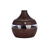 SXYL Elektrischer Mute-Luftbefeuchter, Wassertropfen Essential Aroma-Öl-Diffusor, Ultraschall-Holzkorn USB-Mini-Nebelhersteller Bunte LED-Licht, für Zuhause, S