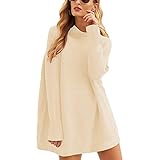 Bartira Pullover für Frauen UK, Damen Oversize Sweater Pullover Langarm Rundhals Lose Strickpullover Casual Tops für Herbst Winter, aprikose, L