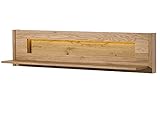 MASSIVMOEBEL24.DE Wandregal Hängeregal Wandboard 164 cm inkl. LED Eiche Regal Holz massiv Kü