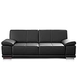 CAVADORE 2,5-Sitzer Sofa Corianne / Kleine Echtleder-Couch im modernen Design / Mit Armteilverstellung / 192 x 80 x 99 / Echtleder schw