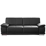 CAVADORE 2,5-Sitzer Sofa Corianne / Kleine Echtleder-Couch im modernen Design / Mit Armteilverstellung / 192 x 80 x 99 / Echtleder schw