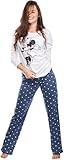 Brandsseller Damen Schlafanzug Zweiteilig - Pyjama Freizeitanzug Set mit Motiven im Stil von Minnie Mouse (Weiß/Blau, Large)