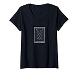 Damen Occult Sigil Of Lucifer Tarot Gothic Grunge Satan Baphomet T-Shirt mit V