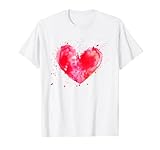 Aquarell Liebe Herz Grafik Valentinstag Frauen Mädchen T-S
