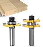 APLUS 2 teilig Groove und Tongue Zunge und Nut Set Router Bit Set Oberfräser Holzbearbeitung Fräsen Holzschneider Werkzeug für Graviermaschine Trimmmaschine (Ø = 1/2'' = 12,7mm)