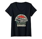 Damen Classic American Vintage Muscle Car Charger 1960er 1970er Fan T-Shirt mit V