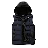 Lomelomme Steppweste Herren Weste Outdoor Daunenweste Kapuzenweste mit abnehmbare Kapuze Vest Slim Fit Sportweste Freizeitjacke Übergangsjacke für M