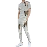 Take Idea Freizeitanzug Herren Mode Vertikal Streifen Regular Fit Tshirt Jogginghose Mit Kordelzug Sweathose Atmungsaktiv Sportanzug Stretch Material Jogginganzug Bequeme Trainingsanzug