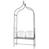 XCTLZG Vintage Gartenbogen aus Schmiedeeisen, Metall-Rosenbogen-Spalier, Kletterpflanzen, Ständer für Terrasse, Pavillon, Pergola, Hochzeit, Outdoor-Dekor, mit 2 Sitzbank, 239 x