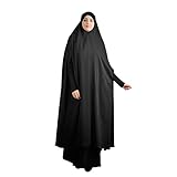 Lazzboy Muslim Damen Muslimische Kleider Muslimischer Islam Ventilative Abaya Long Dress Islamische Kleidung Zweiteiler In Voller Lange Hijab Kleid Robe Anzug Schal Gebet Top Und Sets (Schwarz,L)