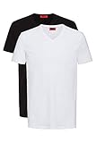 HUGO Herren V Zweier-Pack T-Shirts aus elastischem Baumwoll-Jersey mit V