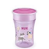 NUK Magic Cup Trinklernbecher | auslaufsicherer 360°-Trinkrand | 8+ Monate | BPA-frei | 230 ml | Hund/Katze (lila)