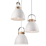 JVS Pendel-Leuchte Decken-Leuchte aus Metall E27 Hänge-Leuchte Vintage Industrieleuchte Wohnzimmerlampe Modern Wohnzimmer mit Kabel Vintagelampe für Wohnzimmer/Küche/Büro/Praxis (Weiss, 3-flammig)