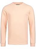 Indicode Herren Baxter Sweatshirt mit RIPP-Bündchen aus Baumwoll-Mix | Regular-fit Langarm Herrensweater klassischer Sweater Pullover Herrensweatshirt Herren-Pullover für Männer Pale Peach S