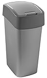 CURVER Abfalleimer „FLIP BIN“ 50L Pacific Flip Bin 50L Abfalleimer, Plastik, Silber/Graphit, 29.4x37.6x65.3