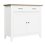 Sideboard Kommde weiß Küchenschrank mit 2 Türen and 2 Buffet Beistellschrank für Küche Wohnzimmer, Esszimmer, Küche, Flur, 91 x 40 x 82