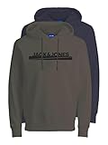 JACK & JONES Mens JORRARRY Sweat Hood 2PK MP Kapuzenpullover, Navy Blazer, XXL