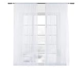 WOLTU VH5516ws-2, 2er Set Gardinen Vorhänge transparent mit Kräuselband Stores für Schiene, Doppelpack Fensterschal Voile für Wohnzimmer Schlafzimmer Kinderzimmer Landhaus, 140x175 cm Weiß