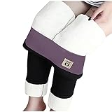 Damen Winter-Thermo-Leggings Fleece-Gefütterte-Strumpfhose High Waist Dicke Blickdicht Thermohose Sportleggings Frauen Warme Slim Shape Leggins Teenager Mädchen Weich Bequeme Pyjamahose H