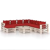 FAMIROSA 9-TLG. Garten-Sofagarnitur aus Paletten mit Kissen Kiefernholz (199,49kg)