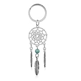 Rosa-Schwarz-Perlen-Feder-Wind Chimes Traumfänger Schlüsselanhänger Frauen-Weinlese-indische Art Schlüsselanhänger (Color : Blue Bead)