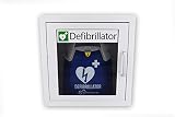 Notfallretter® Defibrillator AED Basic mit vollautomatischer Schockauslösung, 10 Jahren Garantie inkl. Metallwandkasten + AED Standortwinkel, Vollausstattung