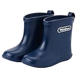 Kleinkind Baby Kinder Regen Stiefel,Soft Durable PVC Regenschuhe, Wasserdichte Rutschfeste Gummistiefel Wellington，Herstellergröße 13, Dunkelb