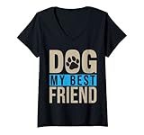 Damen Dog My Best Friend T-Shirt mit V
