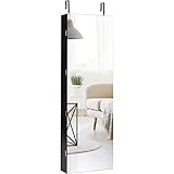 DREAMADE Schmuckschrank Spiegelschrank mit LED-Beleuchtung, LED Spiegelschrank Wandmontierend, Standregal mit Spiegel (Braun)