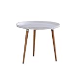 ArtDesign FR Couchtisch aus Holz, rund, modern, mit Snack-Tisch, Tisch für Haus und Büro, Weiß (1 PC)