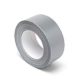 Gewebeband'Gaffa', glänzendes Klebeband aus PE-beschichtetem Gewebe, stark haftendes Gaffa-Tape mit Naturkautschuk, Breite 50 mm x Länge 50 m, 0,18 mm stark, glänzend silb