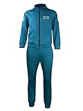 N /D Squid Game Merch Zweiteiliges Set Trainingsanzüge Sweatshirt und Hosen Unisex Kostüm Jacken Bekleidungssets (Blue B, Large)