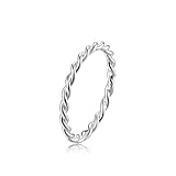 SILBERTALE 925 Silber Ringe Geflochten Ring Damen Silberschmuck Minimalistisch Kordelring Vorsteckring Dünn Stapelring Ewigkeit Geflochten Twisted Knoten Knuckle Band Ring Frauen Schmuck