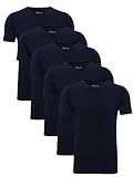 Yazubi 5er Pack T-Shirt Blau Herren Set Oversized Tshirt Baumwoll Männer Shirt Plus Size Mythic, (Dark Sapphire 194020), 4XL