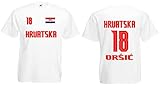 Croatia-Kroatien Oršić Herren T-Shirt EM 2020 Trikot Look-Style 18 Weiß XXL