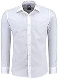 J'S FASHION Herren-Hemd - Slim-Fit - Langarm-Hemd - Bügelleicht - EU Größen: S bis 6XL - Weiß L