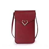 ZZSRJ Damen Handtaschen Brieftaschen Mobile Brieftaschen Schultergurte Handtaschen Leder lässig Solid Color Messenger Bags (Color : Red, Größe : One Size)