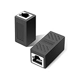 2 Pack LAN Kupplung Ethernet Kabel Verbinder Ethernet Koppler LAN Adapter für LAN Kabel, Netzwerkkabel, Patchkabel, Ethernet Kabel,Netzwerk RJ45 Coupler für Cat7, Cat6, Cat5e, Cat5 (Schwarz)