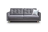 Schlafsofa Kippsofa Sofa mit Schlaffunktion Klappsofa Bettfunktion mit Bettkasten Couchgarnitur Couch Sofagarnitur - CARLA (Grau)