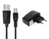 GIGAFOX® Ladegerät: Netzteil + USB-Kabel Ladekabel Datenkabel (Micro-USB - langer Stecker) 1A, 1m, schwarz - für Caterpillar Cat S60 / S50 / S41 / S40 / S31 / B30 / B25 / B15Q / B15 / B100 / B10