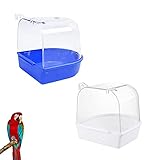 Haustier Vogel Badehau Vogel Badewanne Haustier Vogel Badewanne Vogel Badewanne Dusche Box für Kleine Mittlere Papagei Sittich Conure meisten Vogelkäfig Haustier Käfig Wasserdusche transparent 2Stück
