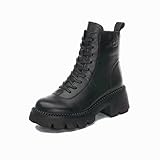 GFDDZ Damen-Stiefel mit flachem Absatz, bequemer Schnürstiefel, kann mit jedem Outfit kombiniert werden, wie Hemden, Kleidern, Hosen, Jeans, Jeansjacken und Freizeitp