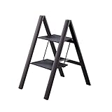 ZSM Stufenleitern 2-Stufen-Leiter Aluminiumleiter 1,8' Dicke Klappbarer Tritthocker Mit Ripple-Anti-Rutsch-Pedal Leichte Trittleitern Für Zu Hause Tragbarer Tritthocker (Color : Black)