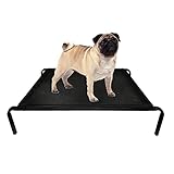 Erhöhtes Hundebett Klappbar mit Metallgestell, Wasserdichter Haustierbett Schwarz Höhe in 15cm, Abnehmbar Hundeliege Hundesofa für Mittlere Hunde Garten Draußen M 106×62cm Schw