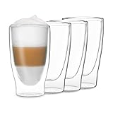 DUOS 4X 400ml Latte Macchiato Gläser Set - Doppelwandige Thermo Gläser, Cappuccino Gläser - Kaffeegläser doppelwandig - Latte Macchiato Gläser Doppelwandig by F
