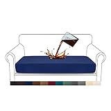 Granbest Premium Wasserdicht Sofa Sitzkissenbezug, High Stretch Jacquard Sitzkissenschutz Sofasitzbezug für Couch (2 Sitzer, Dunkelblau)