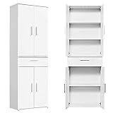 mokebo® Mehrzweckschrank 'Der Praktische' modern, Schubladenschrank, Kleiner Schrank & Midischrank, Made in Germany | 60x180x34 (B/H/T in cm) | Weiß