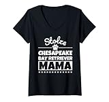Damen Stolze Chesapeake Bay Retriever Mama T-Shirt mit V