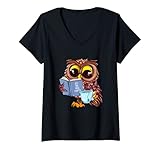 Damen Ein weiteres Kapitel des Lesebuchs der niedlichen Eule. T-Shirt mit V